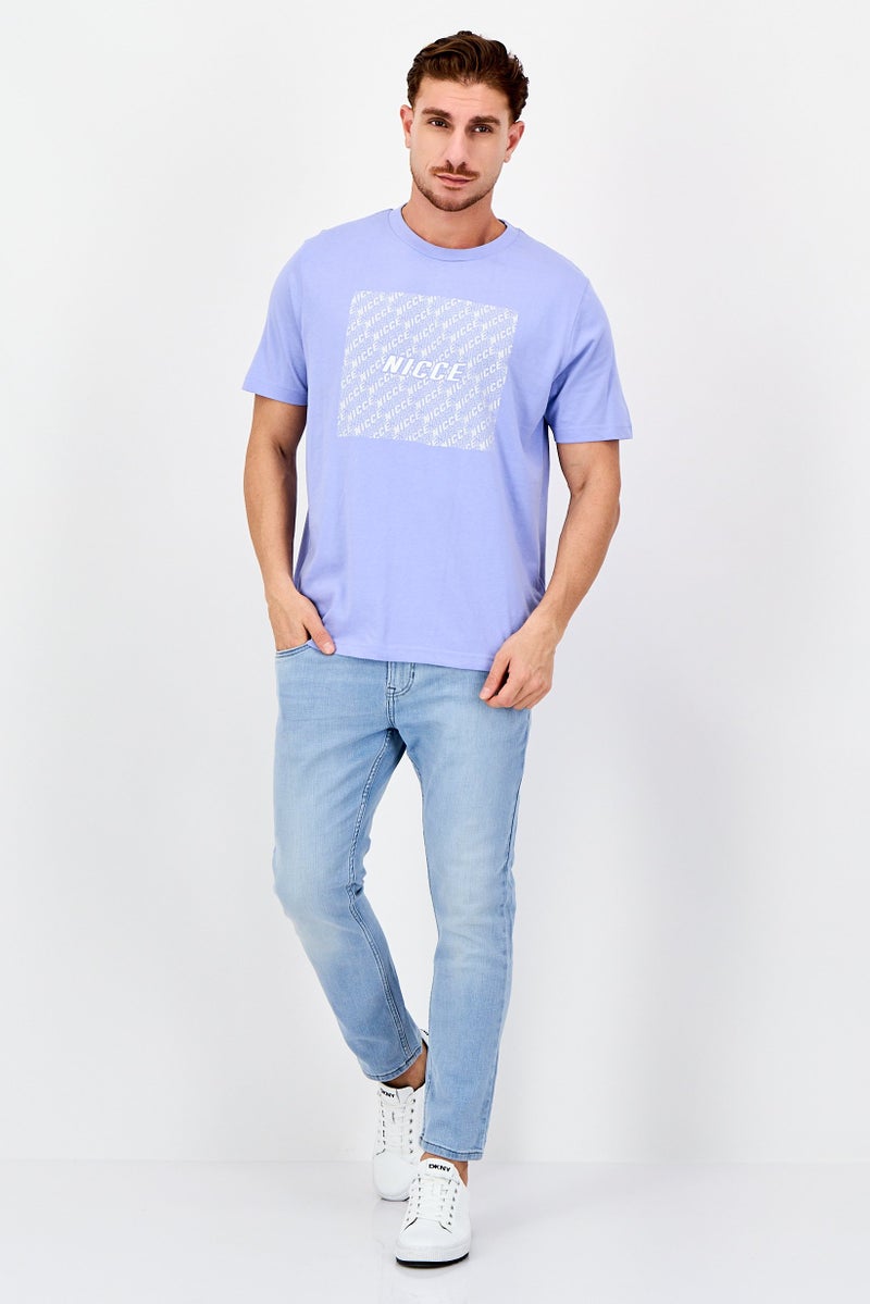 Nicce Men Crew Neck Brand Logo Short Sleeve T-Shirt, Lavender - Image 4